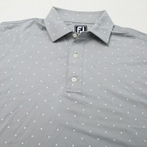 FootJoy Polo Shirt Mens Large Gray Geometric Athletic Fit Mistwood GC Logo *